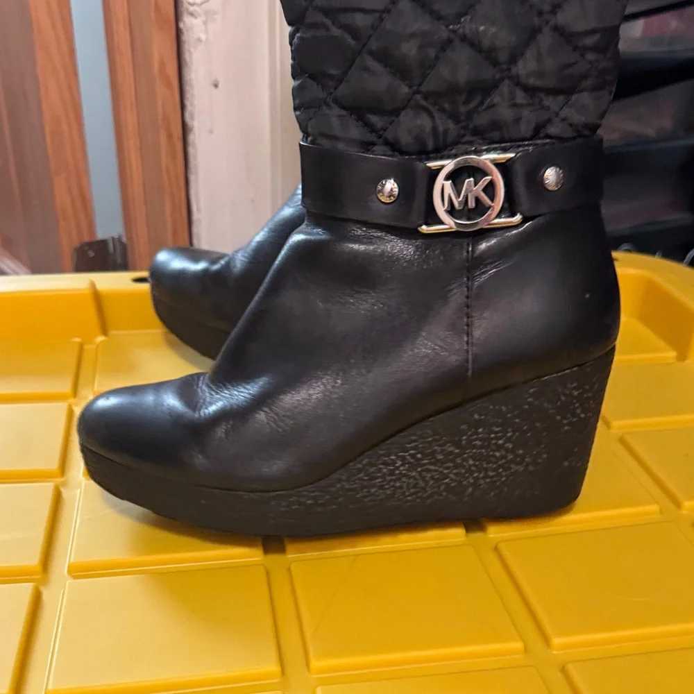 Michael Kors Black Quilted Wedge Boots